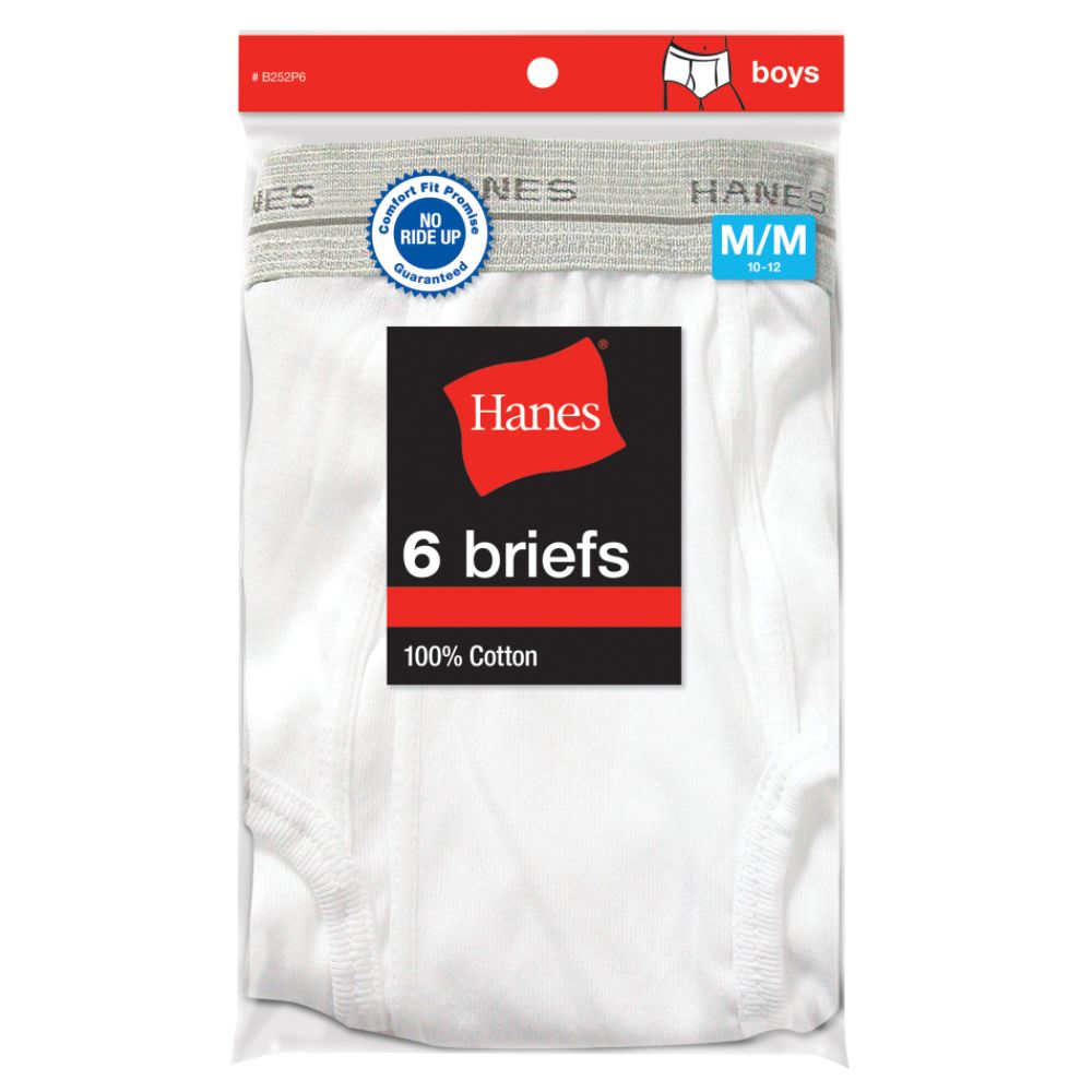 Hanes Boy's Cotton Brief White 6 Pack