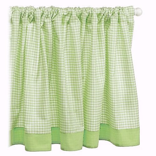 Tadpoles Classic Green Gingham Rod Pocket Window Valance