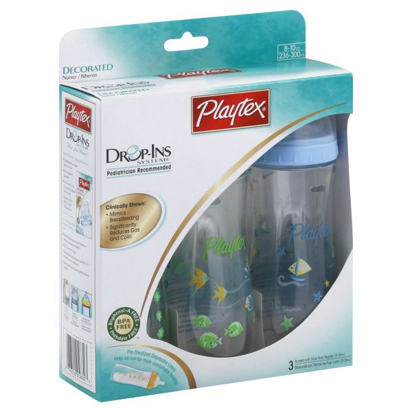 Playtex Drop-Ins System Nursers, Decorated, with Slow Flow Nipples (0-3 M+), 8-10 oz, 3 nursers at Kmart.com