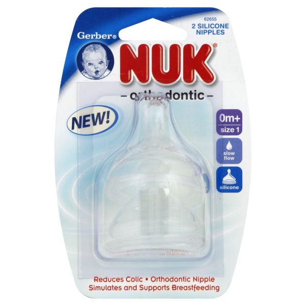 Gerber Nipples, Orthodontic, Silicone, Slow Flow, Size 1, 0M+, 2 nipples at Kmart.com