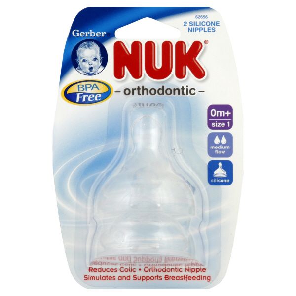 Gerber Orthodontic Nipples, Silicone, 0 M+, 2 nipples at Kmart.com