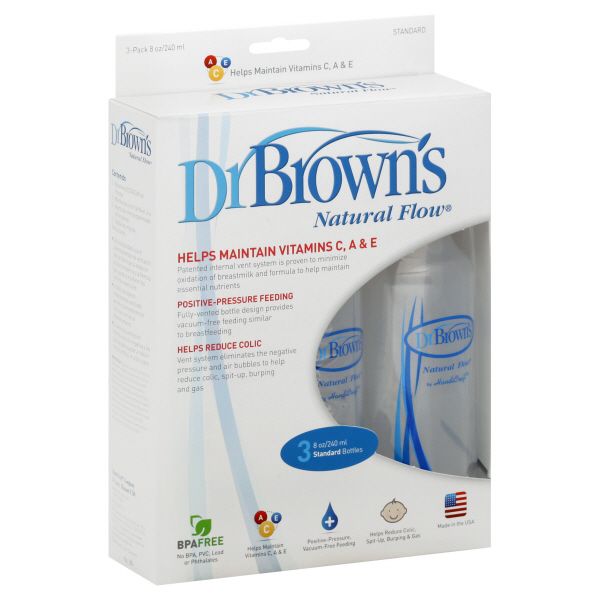 Dr. Brown's Natural Flow Bottles, Standard, 8 oz, 3 bottles at Kmart.com