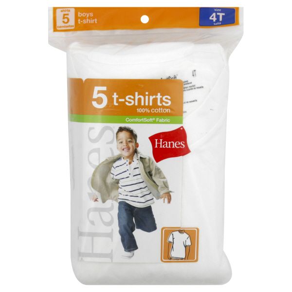 Hanes Tagless ComfortSoft T-Shirts, Boys, Size 4T, 5 shirts at Kmart.com