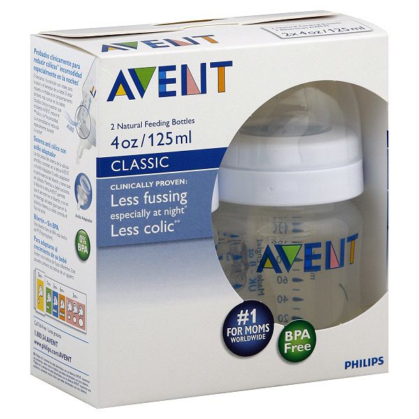 Avent Bottles Natural Feeding Classic 4 Oz 0 M 2 Bottles