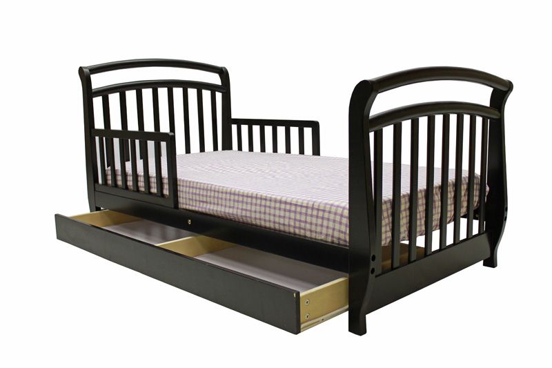 Queen Sleigh   Storage on Sleigh Toddler Bed With Storage Drawer In Black  Dream On Me Baby