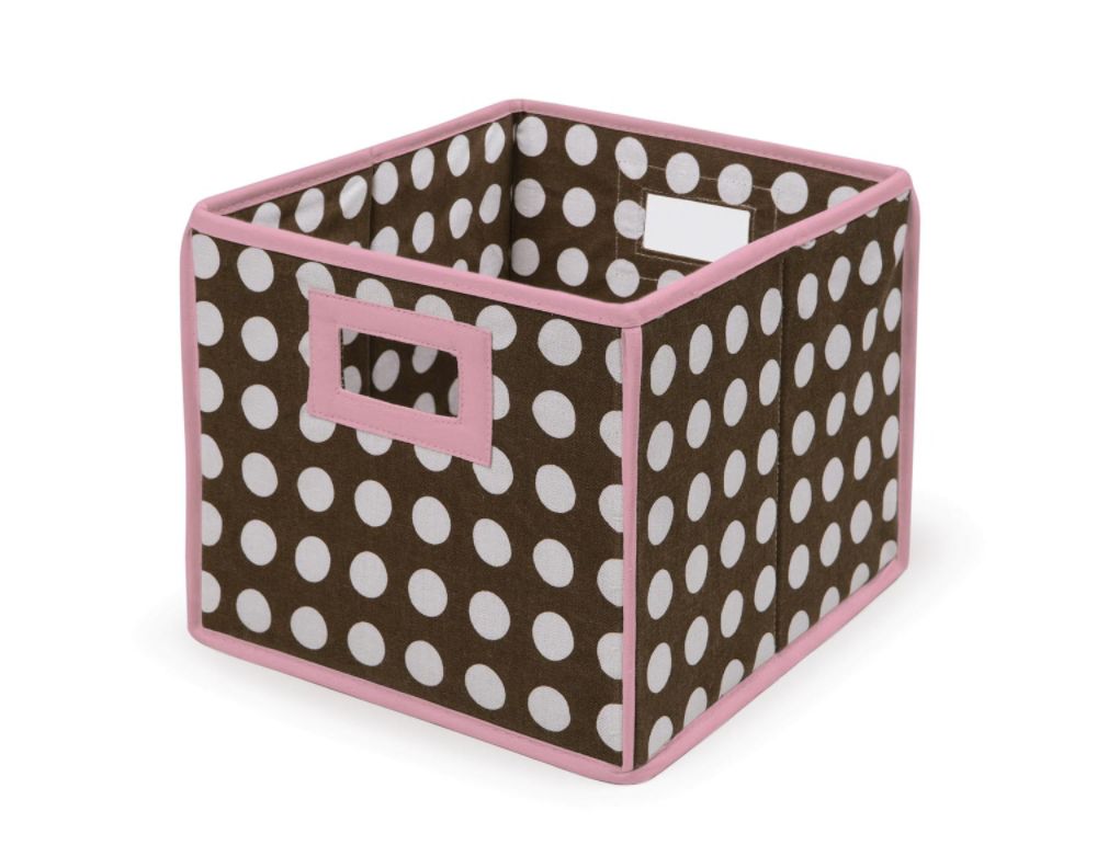 Badger Basket Brown Polka Dot with Pink Trim Folding Storage Cube at Sears.com