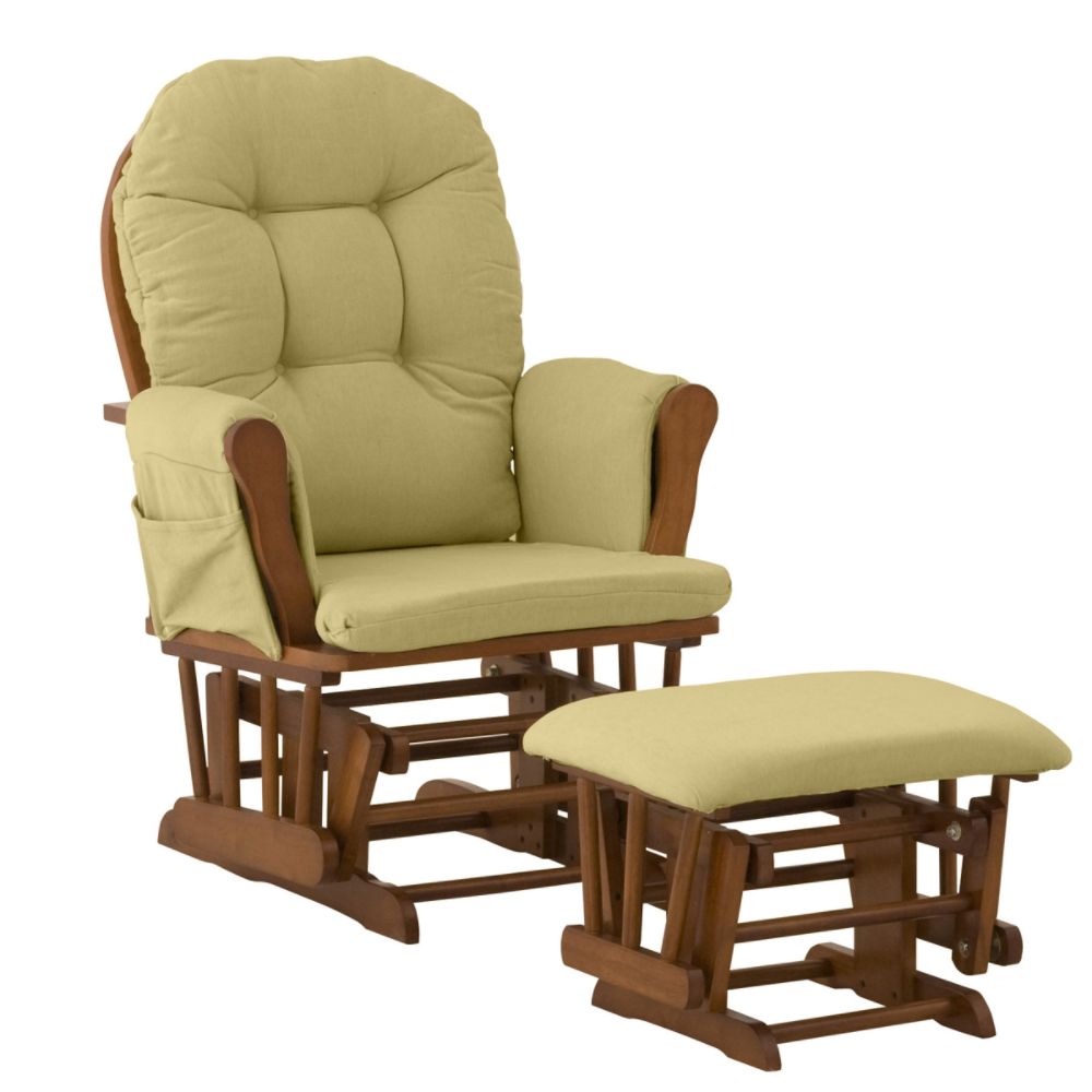 Stork Craft Hoop Glider & Ottoman - Cognac/Green