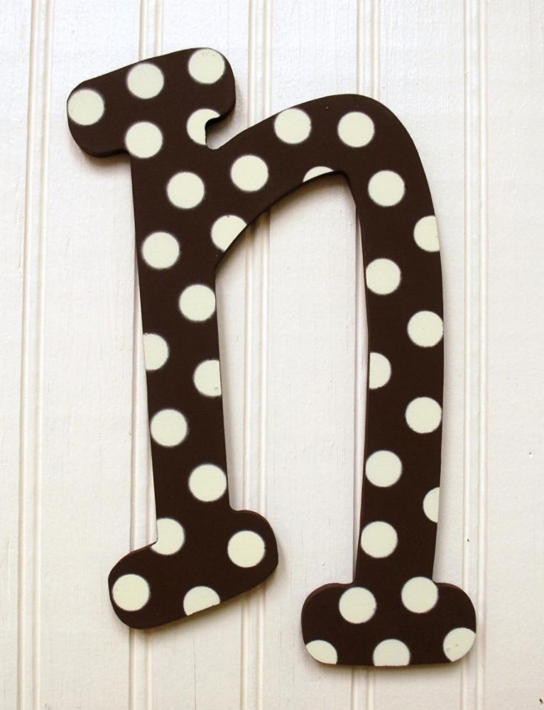 My Baby Sam, Inc. Chocolate Polka Dot Letter n