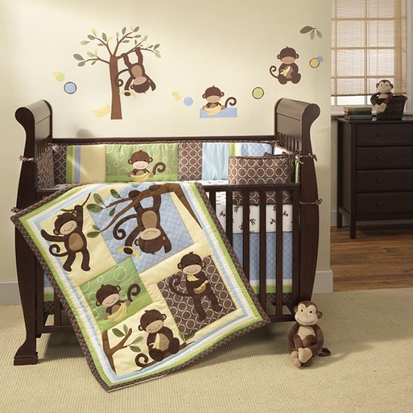 Lambs & Ivy 4-Pc M is for Monkey Crib Bedding Set 