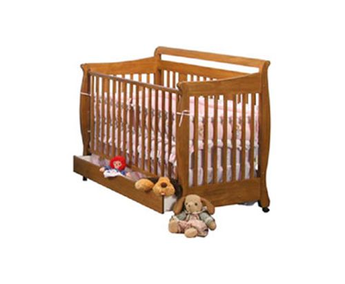 Storkcraft Lennox Stages Crib With Drawer- Honey Pine