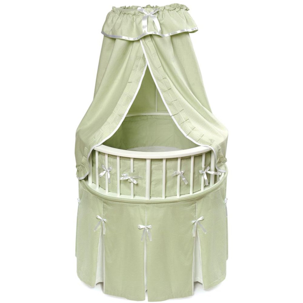 Badger Basket White Elegance Round Bassinet - Sage Waffle Bedding at Kmart.com