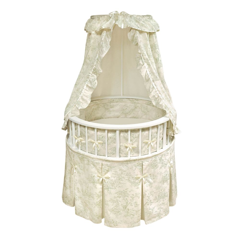 Badger Basket White Elegance Round Bassinet - Sage Toile Bedding at Kmart.com