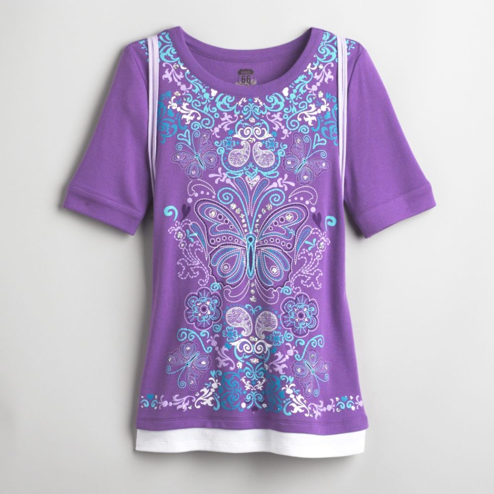 Route 66 Girl's Plus Sparkle Graphic Tee with Backpack