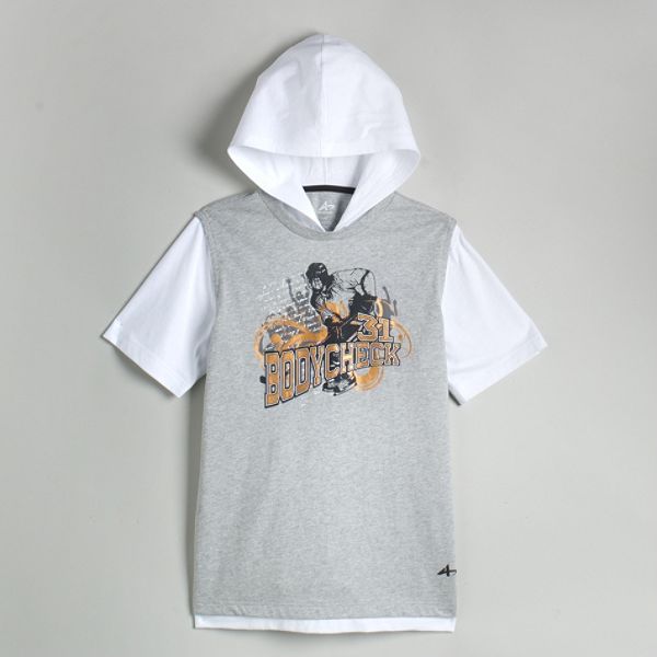 Athletech Boys Hockey Graphic Hooded Layered Look Tee