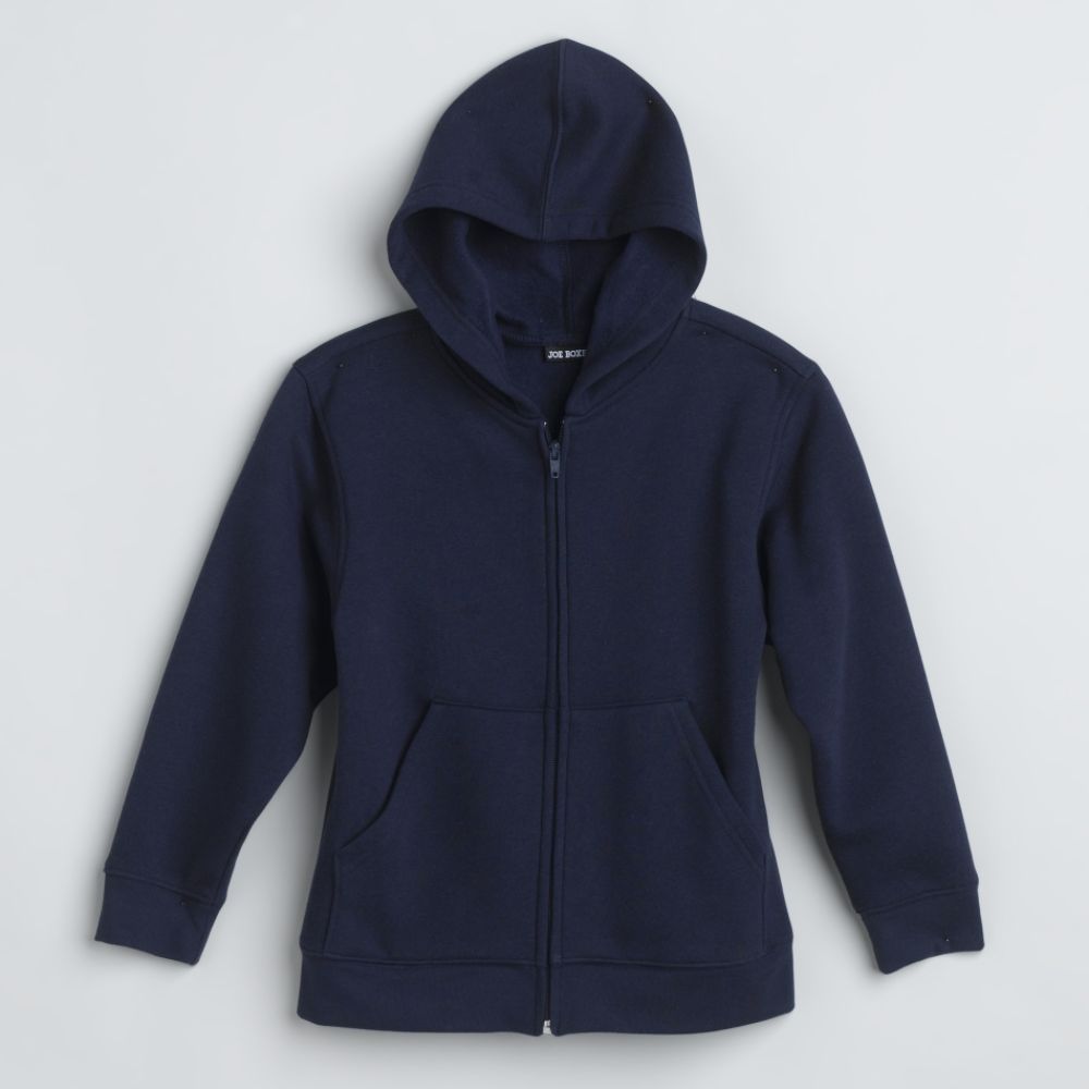 Joe Boxer Boy's Solid Front Zip Hooded Sweatshirt Jacket