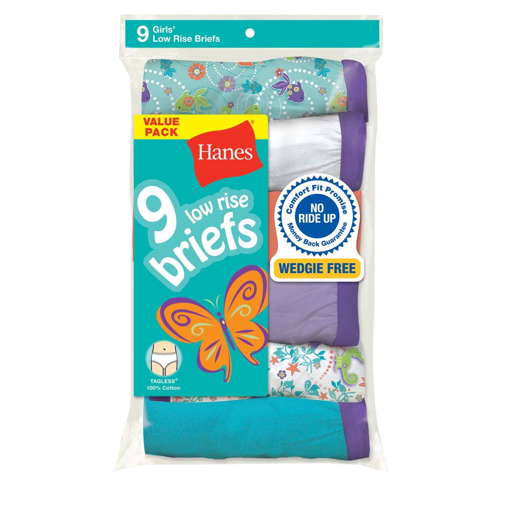 Hanes Girl's Panty Low Rise Brief 9 Pack at Kmart.com