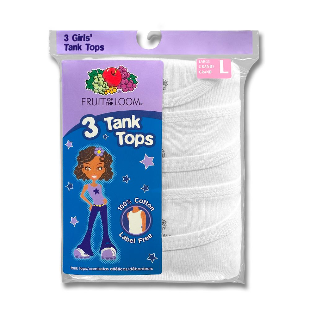 Fruit of the Loom Girl's Cotton White Tank