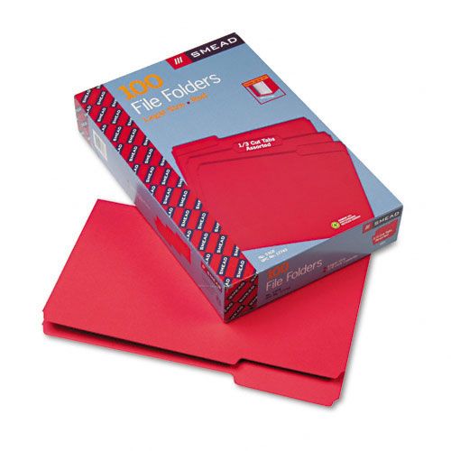 Smead 1/3 Cut File Folders, Top Tab, Legal,