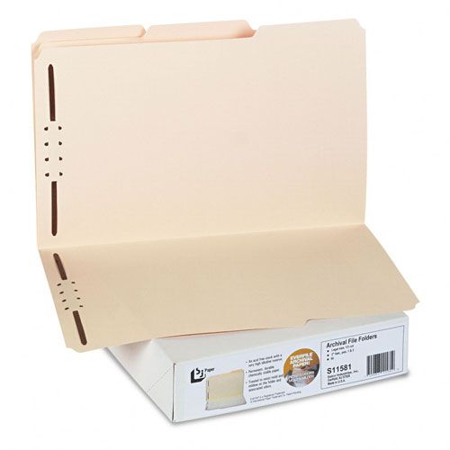 S J Paper Archival File Folders with Fasteners