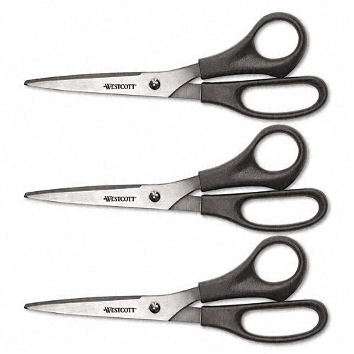 Acme United Three Pack Value Pack Scissors 8in Black