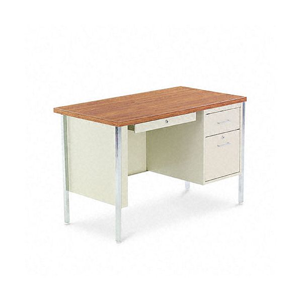 Alera Single Pedestal Steel Desk, 45wx24dx29-1/2h, Oak ALESD214824PO