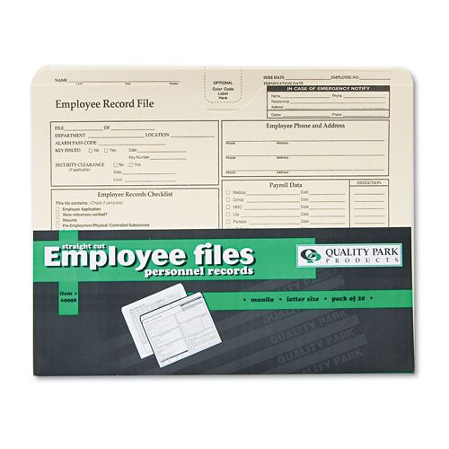 Quality Park Employee Record Folder, Top Tab, Letter, Manila at Kmart.com