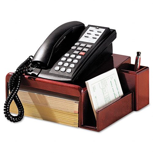 Rolodex Wood Tones Phone Center Desk Stand