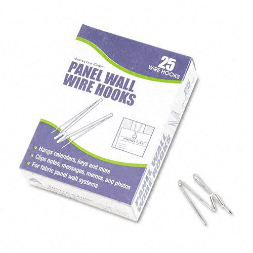Advantus Panel Wall Wire Hooks, Silver, 25 Hooks per Pack