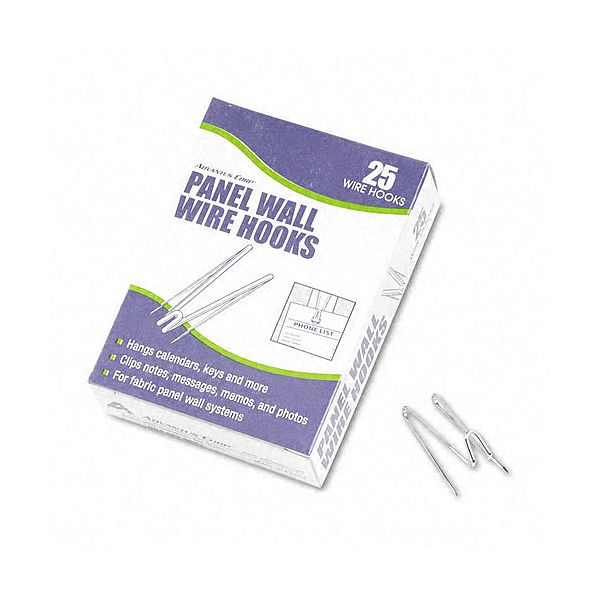 Advantus Panel Wall Wire Hooks, Silver, 25 Hooks Per Pack AVT75370