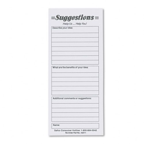 Safco Suggestion Box Cards White 25 3 12 x 8 Cardspk
