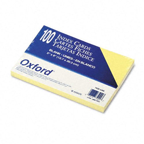 Oxford Unruled Index Cards 5 x 8 Canary 100 per Pack