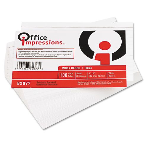 Office Impressions Ruled Index Cards 4 x 6 White 100 per Pack