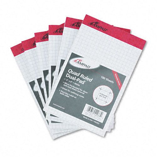Ampad Quadrille Pads 5 x 8 White 6 100 Sheet PadsPk