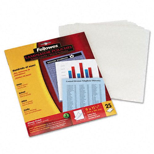 Fellowes Laminating Pouches 3mil 11 12 x 9 25pack