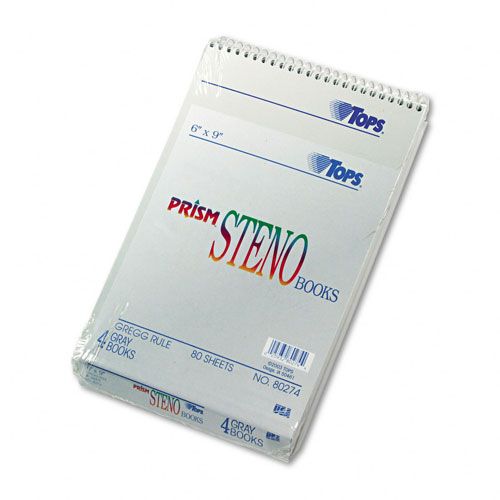 TOPS Spiral Steno Notebook Gregg Rule Gray 80 Sheets