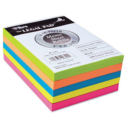 TOPS Business Forms Docket Assorted Color Memo Sheets