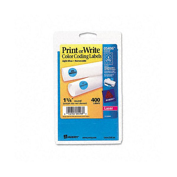Labels & Tags Avery Print Or Write Round Color-coding Removable Labels AVE05496