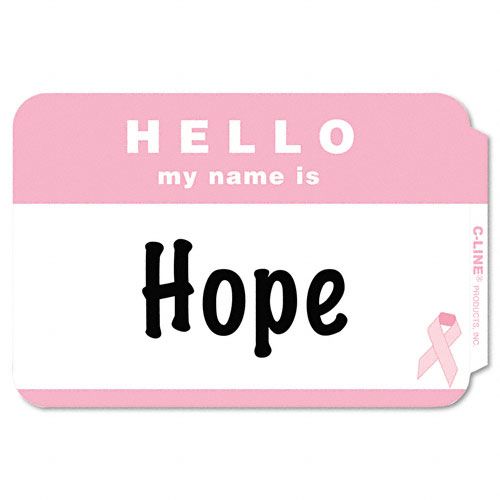 C Line Pink Ribbon Self Adhesive Hello Name Badges