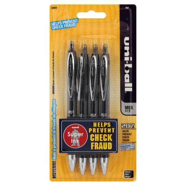 uni ball Uni Ball 207 Gel Pen Medium 07 mm Black 4 pens