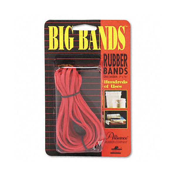 Alliance Big Bands Red Rubber Bands, 1/8 X 7, 12 Per Pack ALL00700