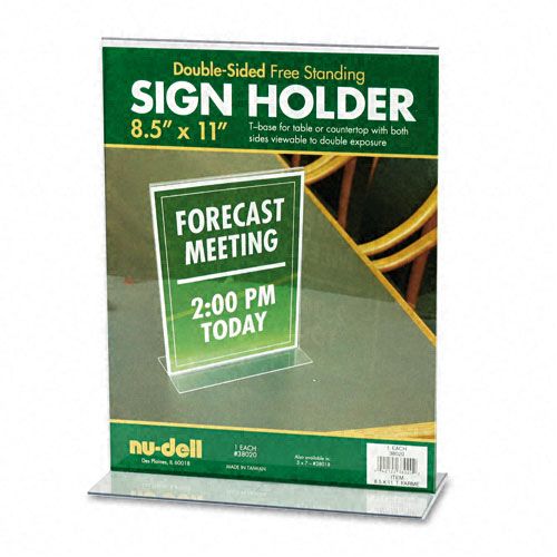 Nu Dell T Frame Base Desktop Sign Holder Acrylic 85x11