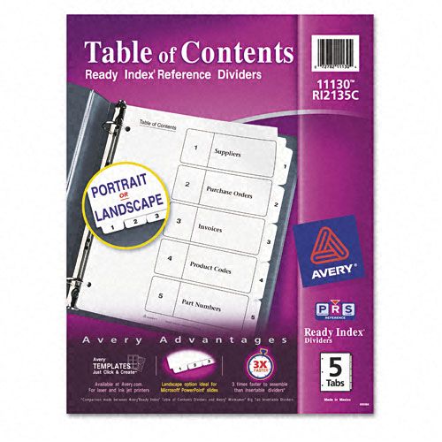 Avery 1 5 Tab Title Index Dividers Letter BlackWhite