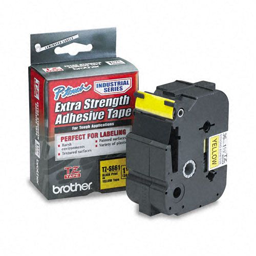 Brother Laminated Adhesive Tape 1 12 Black on Yellow