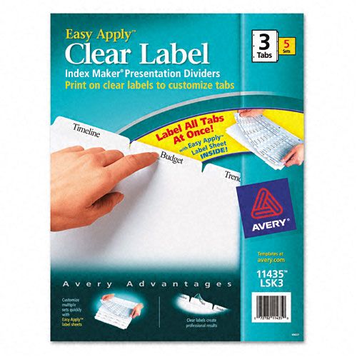 Avery Punched Clear Label Index Dividers 3 Tab White