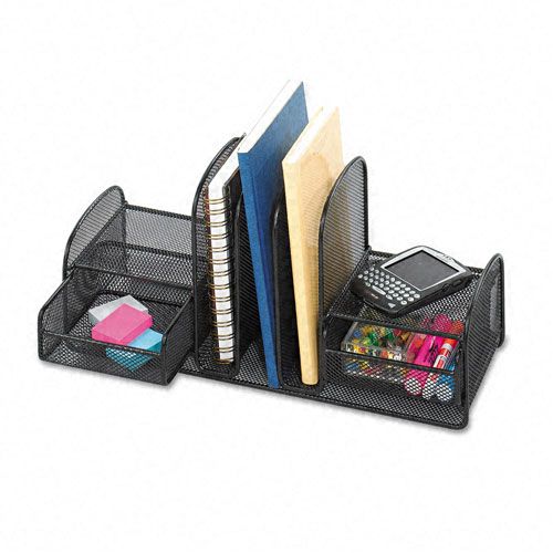 Safco Three SectionTwo Basket Desk Organizer Black
