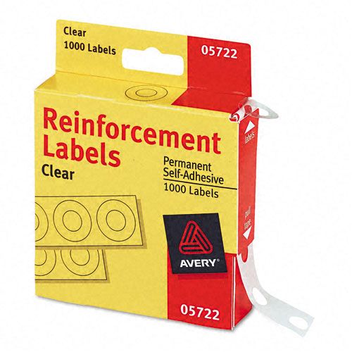 Avery Polyvinyl Hole Reinforcements Clear 1000Pk