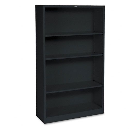 HON Metal Bookcase, 4 Shelves, 59h, Black