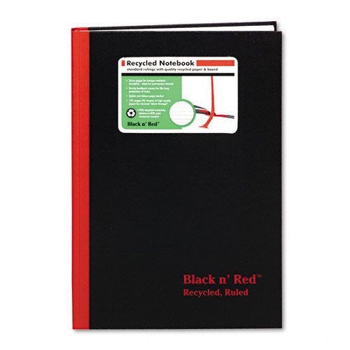 Black n Red Recycled Casebound Notebook Ruled 96 Sheets