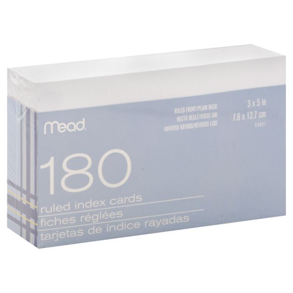 Mead Ruled Index Cards 3 x 5 Inch 180 cards