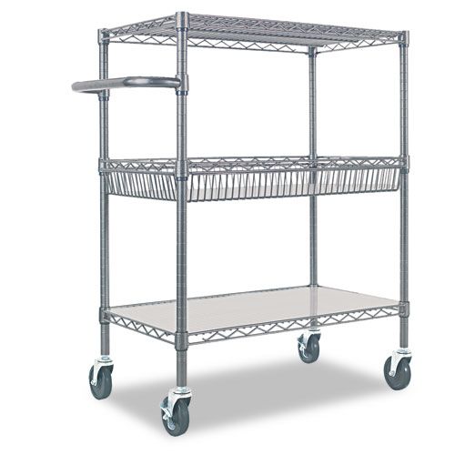 Alera Three-Tier Rolling Cart, 30 x 18 x 40, Black at Sears.com
